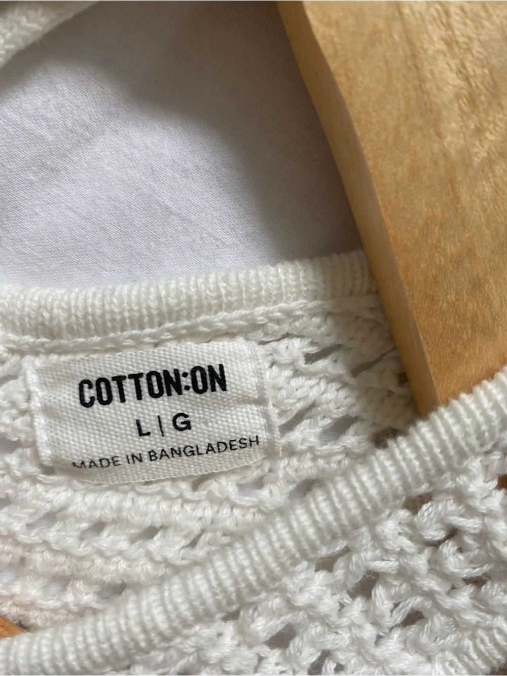 Y2K Cotton On Cream Crochet Crop Racerback Tank Top, Sz L